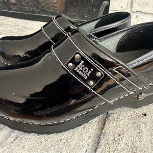 Koi by Sanita Black Patent Leather Clogs